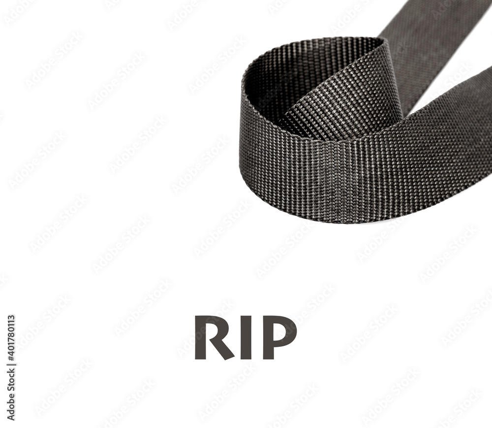 Black funereal textile tape isolated on white background Black funereal textile tape isolated on white background