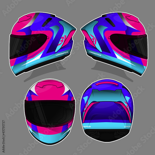 Motorcycle racing helmet template vector design