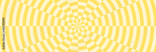 Vector illustration of target pattern with optical illusion. Op art abstract background. Long horizontal banner.
