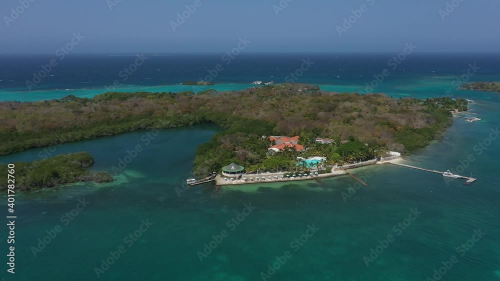 Island in the in the ocean aerial view. Island in the in the ocean aerial view.
