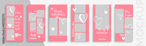 Editable Valentines Day stories vector template for social media