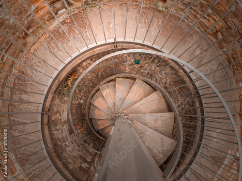 Ancient spiral staircase top view