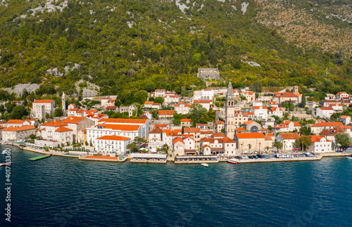 Perast. Montenegro. Boka Kotorska Bay. An ancient city in Montenegro