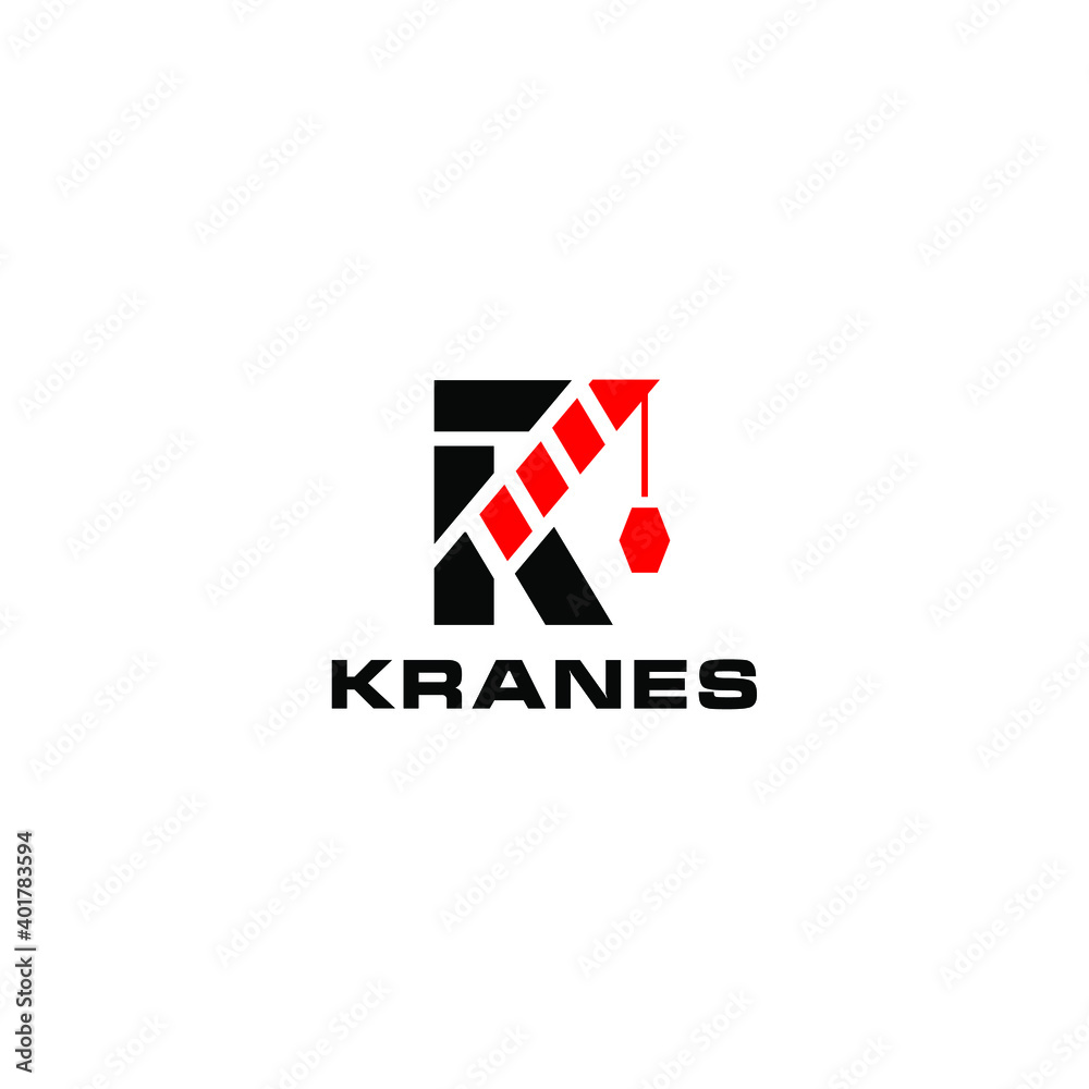 Obraz premium K Crane Logo Building Construction Logo Templare Crane Concept Isolated Logo Vector