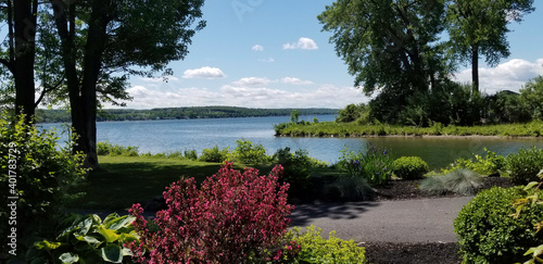 View of Conesus lake from the gardens in Vitale Park on the northern end of the lake. 
