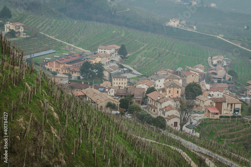 Valdobbiadene, Italy, the way of the Prosecco wine. Unesco world heritage