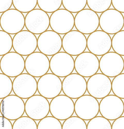 Vector seamless geometry pattern circle, gold color. Geometric background.