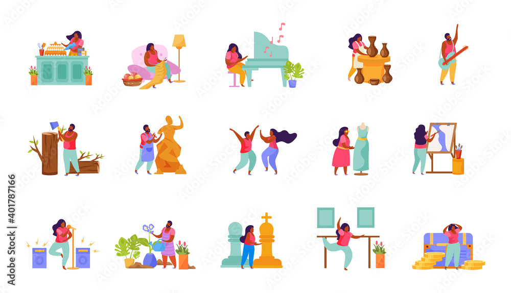 Hobbies Flat Icon Set