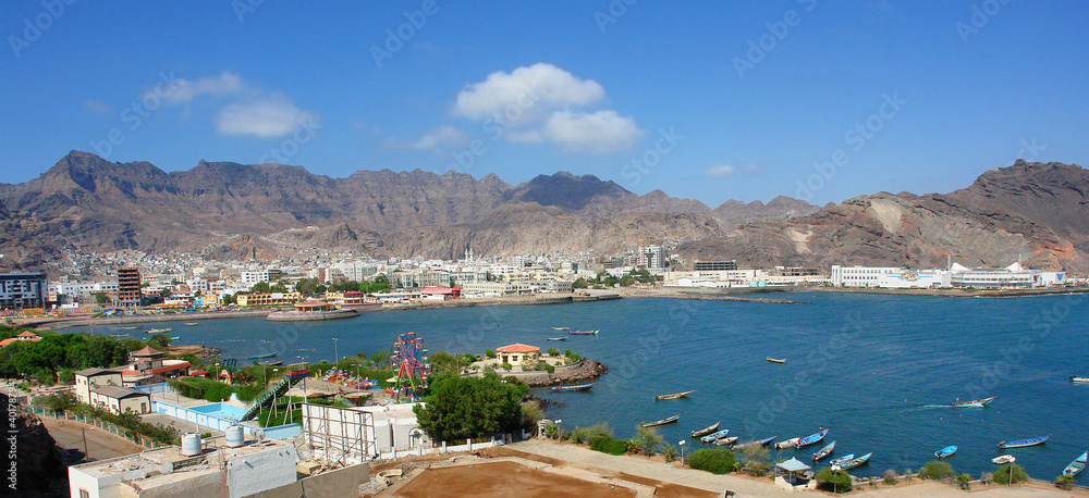 View of Aden -  a port city, located by the eastern approach to the Red Sea, Yemen