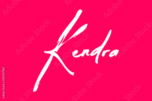 Kendr-Female Name Beautiful Calligraphy White Color Text On Dork Pink Background