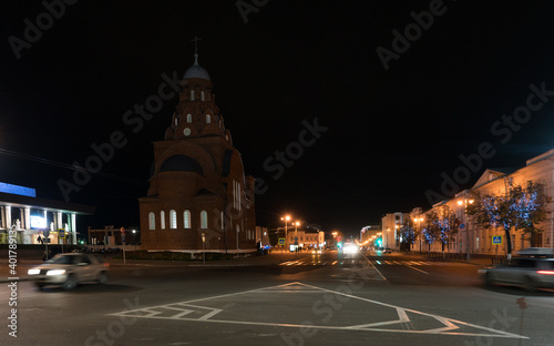 Church architecture of the city of Vladimir in Russia at night.