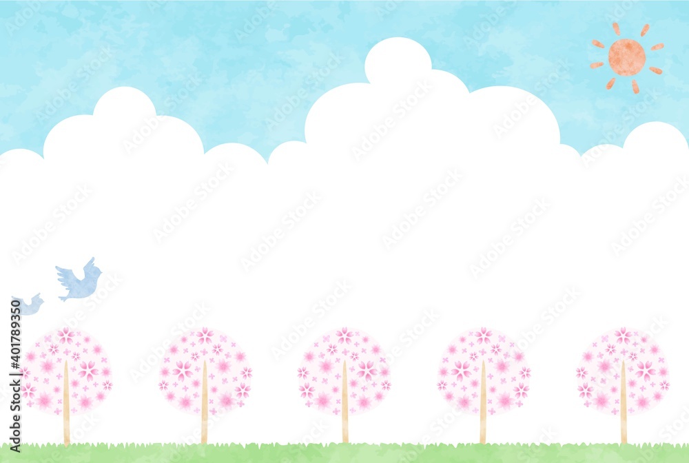 青空と桜の風景素材