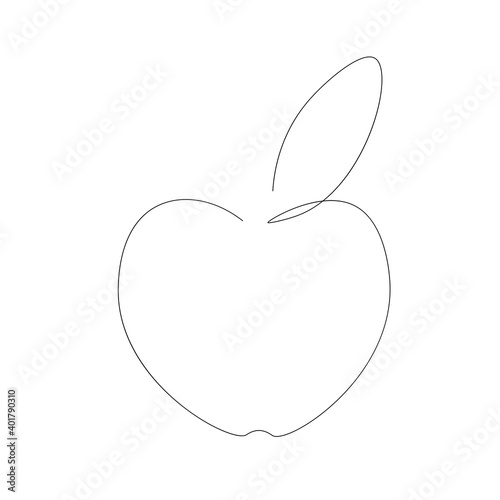 Apple fruit silhouette line drawing  vector illustration