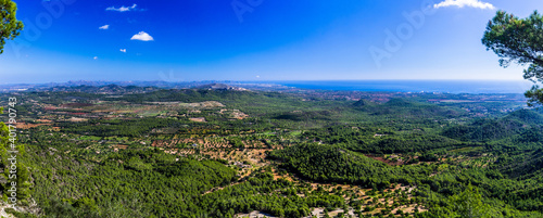 Aussicht vom Kloster Santuari de Sant Salvador, Mallorca, Spanien