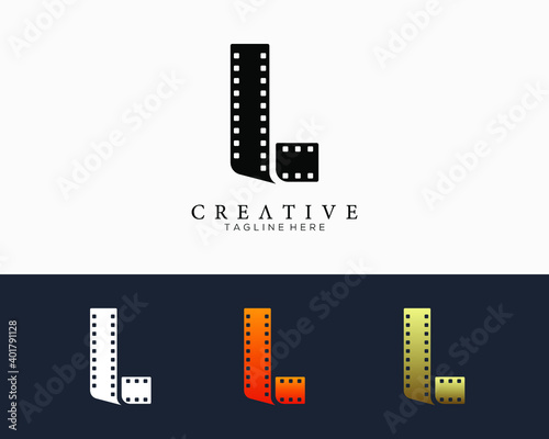 Set of colour letter L logo for strip film vector illustration