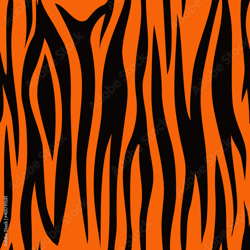 Fototapeta Naklejka Na Ścianę i Meble -  Tiger skin seamless pattern. Abstract background of dark lines on an orange background. Print. Vector