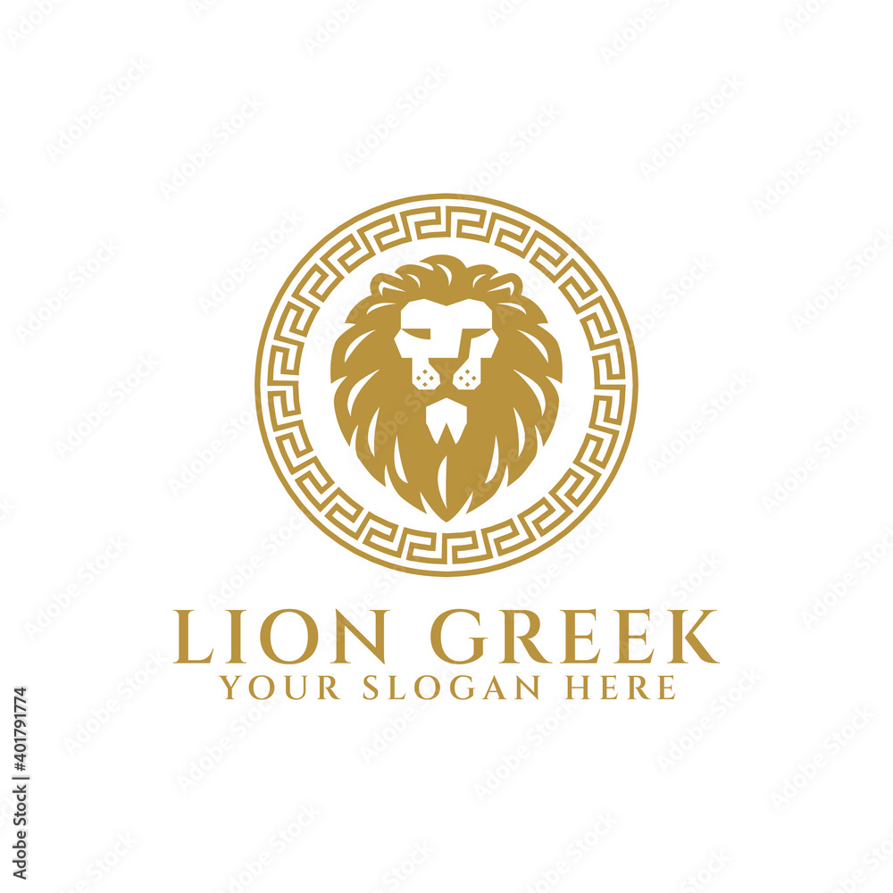 Heraldic Lion Greek Logo Template Stock Vector Adobe Stock