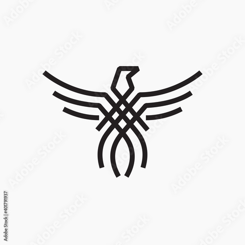 Phoenix flying fire bird vector abstract logo icon design template
