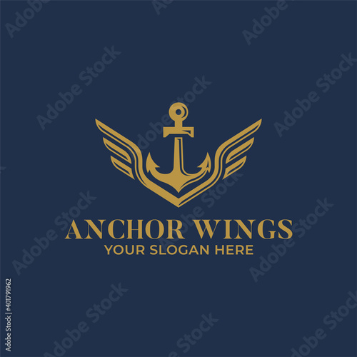 Anchor With Wings Logo Design 