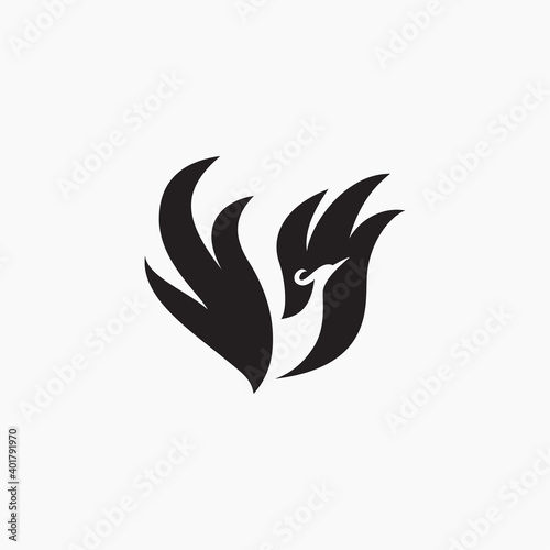 Phoenix flying fire bird vector abstract logo icon design template