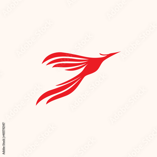 Phoenix flying fire bird vector abstract logo icon design template