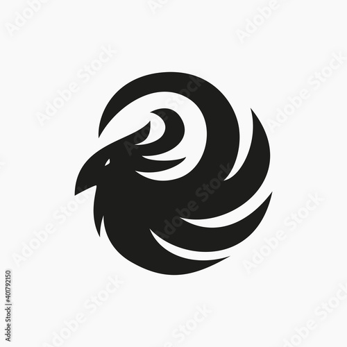 Phoenix flying fire bird vector abstract logo icon design template