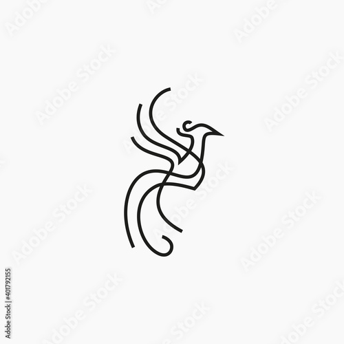 Phoenix flying fire bird vector abstract logo icon design template
