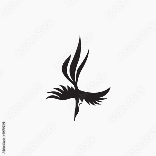 Phoenix flying fire bird vector abstract logo icon design template