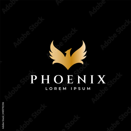 Phoenix flying fire bird vector abstract logo icon design template