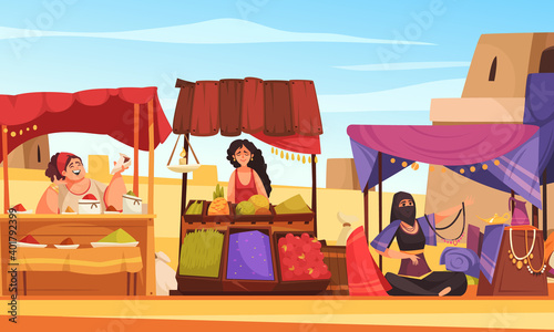 Eastern Souk Cartoon Background