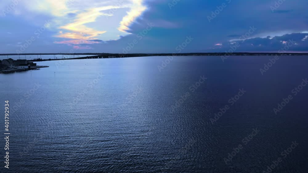 Panorama on of awesome sunset with reflection in bay water USA Panorama on of awesome sunset with reflection in bay water USA