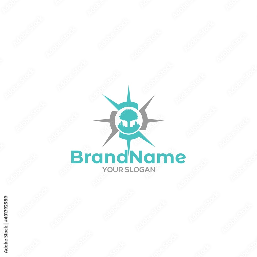 Compass Tree Logo Design Vector Compass Tree Logo Design Vector