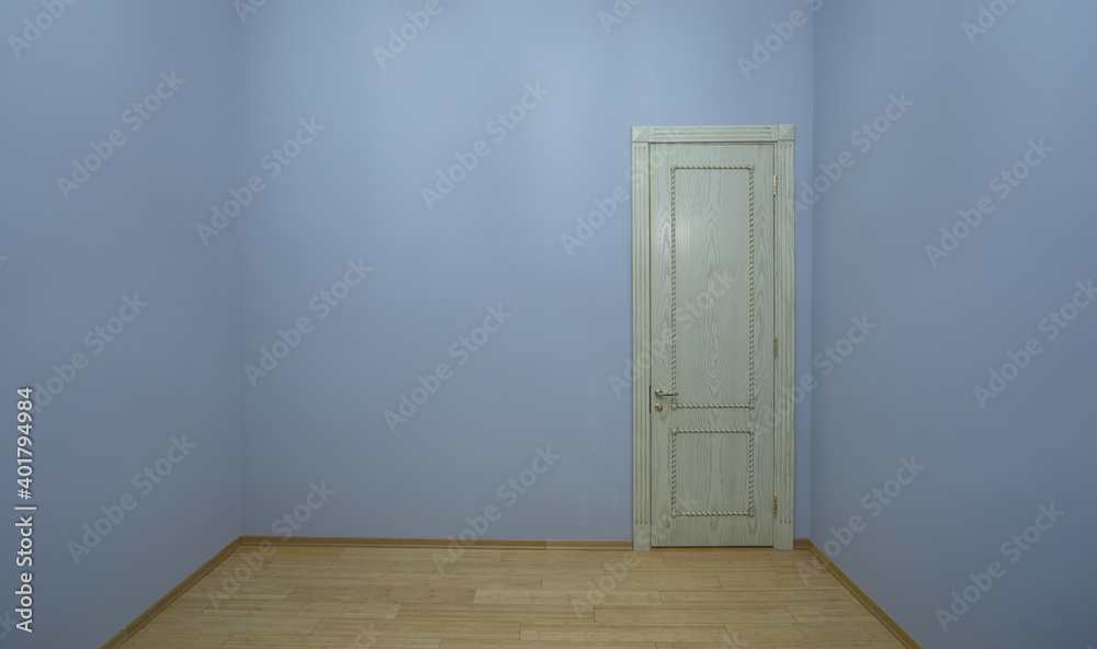 modern blue interior empty room with door in apartment modern blue interior empty room with door in apartment