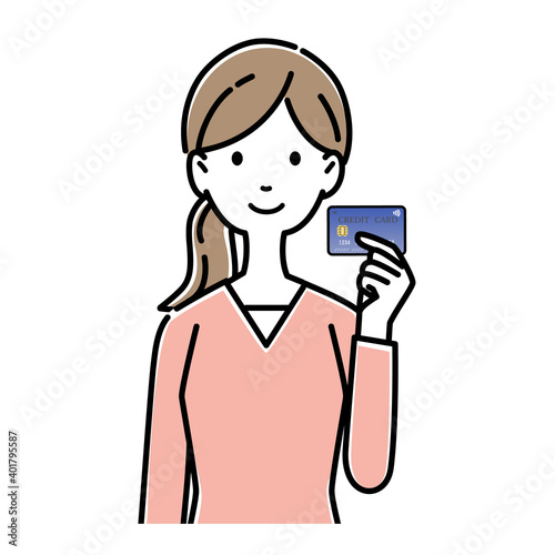 クレジットカードを持つ女性
