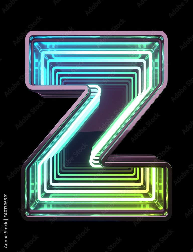 Infinity Neon font. Minth light. Letter Z. Infinity Neon font. Minth light. Letter Z.
