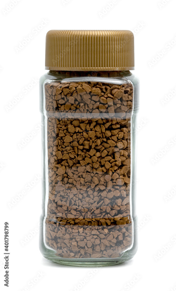 Instant coffee jar isolated on white background. Instant coffee