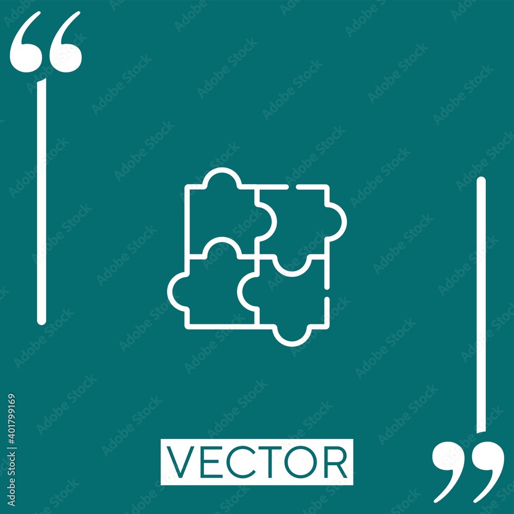 puzzle vector icon Linear icon. Editable stroke line