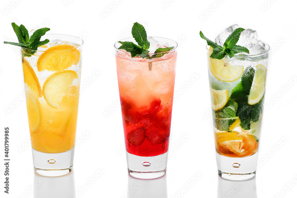 lemonade with ice on white background lemonade with ice on white background