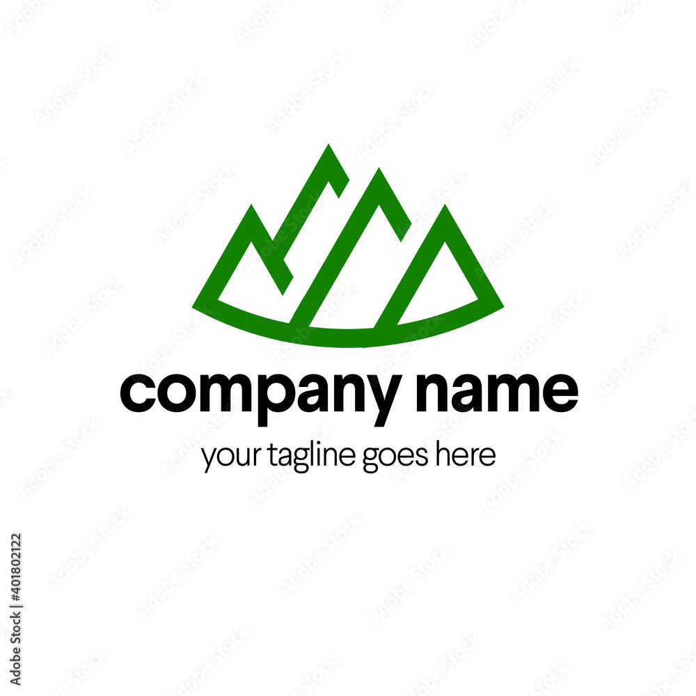 Green triangle mountain for sport company or trekking stuff Green triangle mountain for sport company or trekking stuff