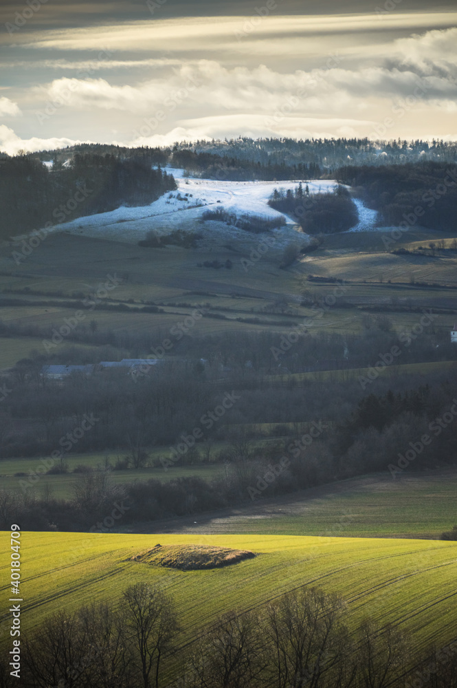 Winter landscape near Bolkow Town at Lower Silesia, Poland