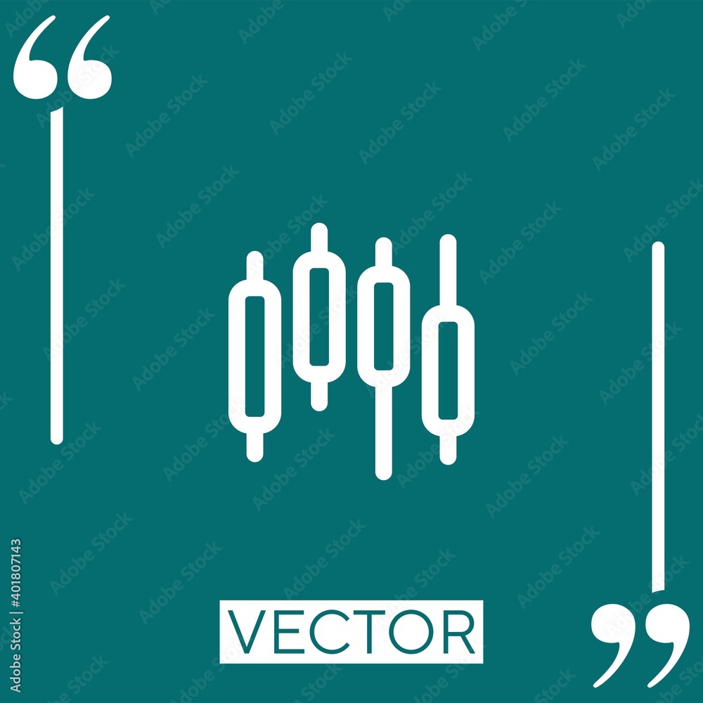 candlestick vector icon Linear icon. Editable stroke line