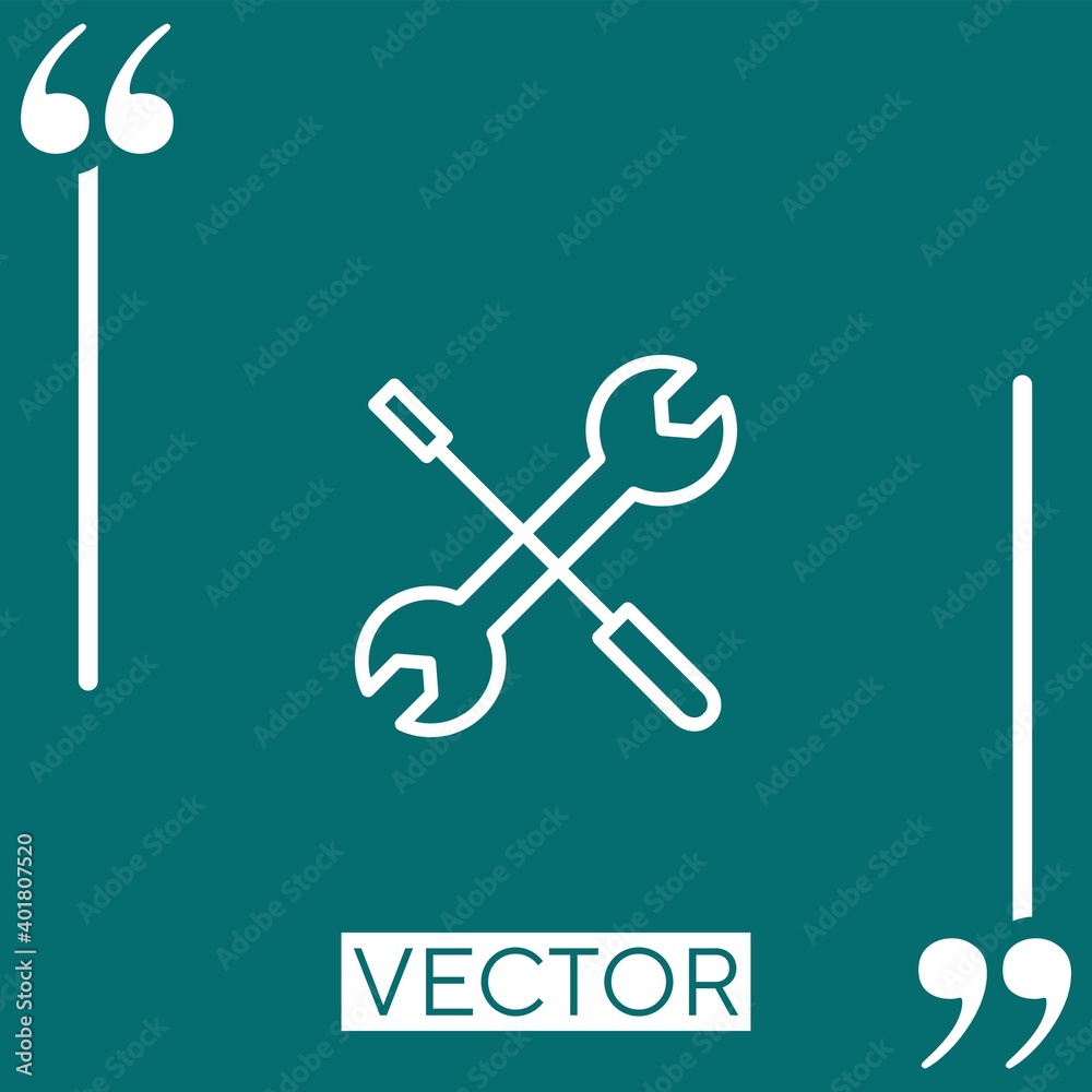crossed wrench and screwdriver vector icon Linear icon. Editable stroke line crossed wrench and screwdriver vector icon Linear icon. Editable stroke line