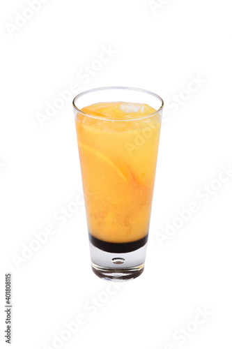 Glass of orange juice isolated on white