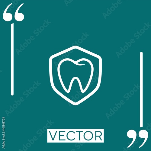 molar inside a shield vector icon Linear icon. Editable stroke line