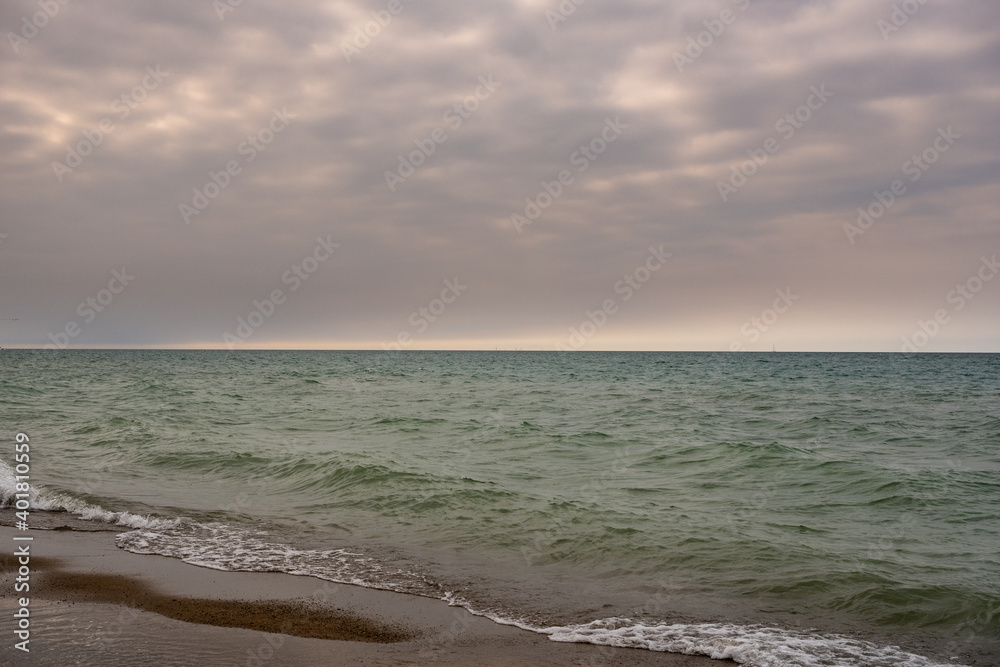 Waves of Lake Michigan Wash up to Shore