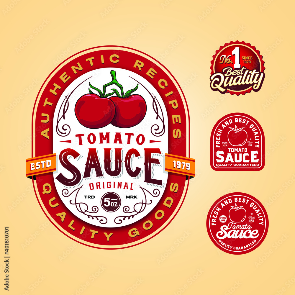 Vintage tomato sauce label logo Stock Vector Adobe Stock