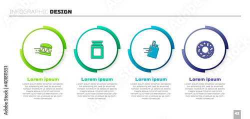 Set Online ordering burger delivery, and, and Donut. Business infographic template. Vector.