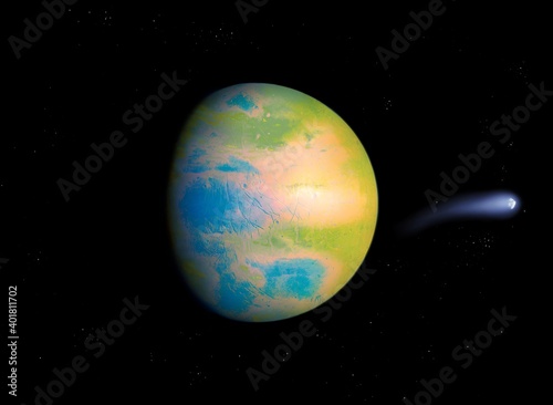 super-earth planet  realistic exoplanet  earth-like planet in far space  planets background 3d render