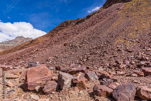 Frost weathering of metamorphic rocks visible in temperate area of  Indian Himalaya. It is an umbrella term for a variety of processes like frost shattering, frost wedging & cryo-fracturing.