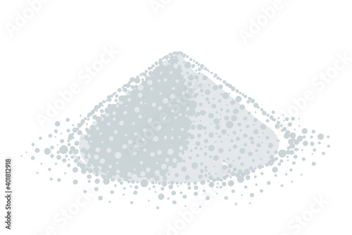 Powder heap. Gray and white. Powdered milk or sugar. Pile portion. Vector illustration. On white background.